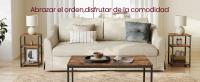 VASAGLE Mesa de Sofá, Mesa Auxiliar de 3 Niveles, Mesita de Noche con Marco de Acero, para Salón, Dormitorio, Estudio, Marrón Rústico y Negro Tinta - details 0