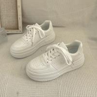 Nuevas Zapatillas De Deporte Para Mujer 2024 Cuero PU Blanco Transpirables Zapatos De Plataforma Planos Para Caminar Y Correr - details 9