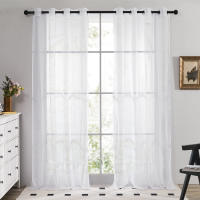 Panel De Cortinas Semi Transparentes Blancas/Oscurecidas Para Niños Para Sala De Estar Y Dormitorio Con Bolso Para Percha Voile De Fiesta - details 20