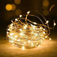 Luz De Cadena Solar De 300LED Para Exteriores Impermeable Fitas De Luz Solar De Cobre Para Árbol Jardín Fiesta Boda - details 2