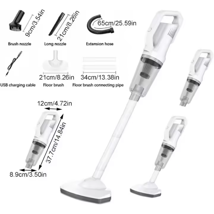 Aspiradora inalámbrica de 12000Pa LED, máquina de limpieza portátil, Mini lavado Vertical inalámbrico para coche y electrodomésticos con Motor sin escobillas de gran caudal de aspiración - 1