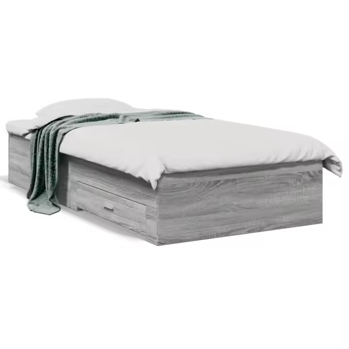vidaXL Cama con cajones madera de ingeniería gris Sonoma 90x190 cm - 1