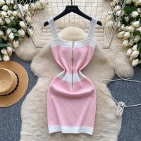 New Hotsweet Midi Bodycon Dress Diseño De Cremallera Sin Mangas Estilo Verano Playa Color Bloqueado Mujer Moda Elegante - details 0