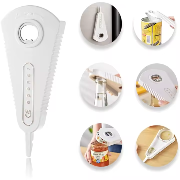 Abrelatas manual 3 en 1 Diseño magnético Abrebotellas de cerveza multifunción Abrelatas Herramienta de cocina (Blanco) - 1
