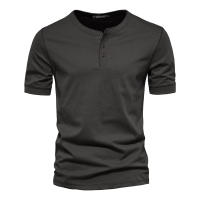 Ropa para hombre, camiseta de manga corta con cuello redondo, camiseta de peso pesado para hombre, camisa deportiva delgada de color sólido - details 6