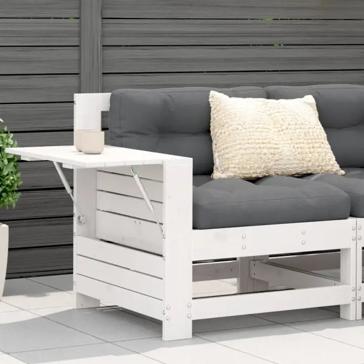 vidaXL Sofá jardín con reposabrazos y cojín madera maciza pino blanco en color Blanco / antracita/Sin tratar/Gris/Sin tratar/Beige y más | acolchados duraderos para sofás de jardín terraza exterior - 1