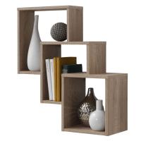 FMD FMD Estantería de pared con 3 compartimentos Blanco, Roble, Mueble Almacenaje Estantería para Oficina, Estudio, Dormitorio Estantería/Librería/ mueble de Almacenamiento - details 0