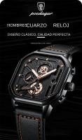 Reloj De Cuarzo Para Hombre POEDAGAR Lujo Casual Impermeable Con Luminiscencia Cuero Militar Deportivo Cronógrafo Fecha - details 1