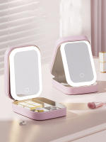 Bolsa De Maquillaje LED Con Espejo Para Mujeres Caja De Cosméticos Portátil Pequeña Con Luz Para Labiales Y Cepillos - details 3