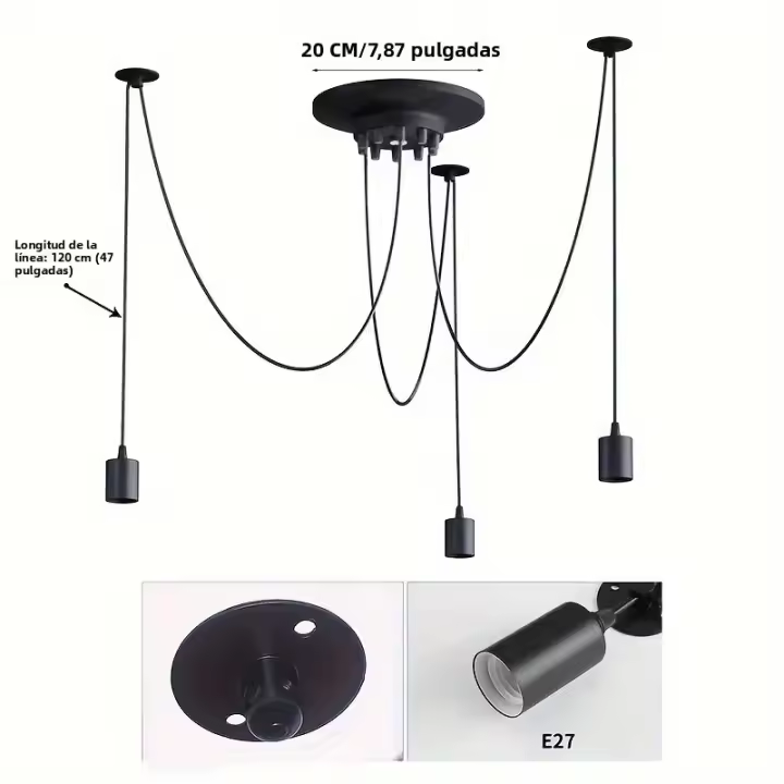 Lámpara Colgante Industrial Retro Para Restaurante Ropa Y Hogar Con Multiple Cabezas Estilo Araña Para Sala De Estar Y Dormitorio - 1