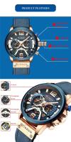 Reloj Curren 8329 Para Hombre Cuero Quadruple Mano Cronógrafo Fecha Resistente Al Agua Moda Casual Lujo Relogio Masculino - details 1