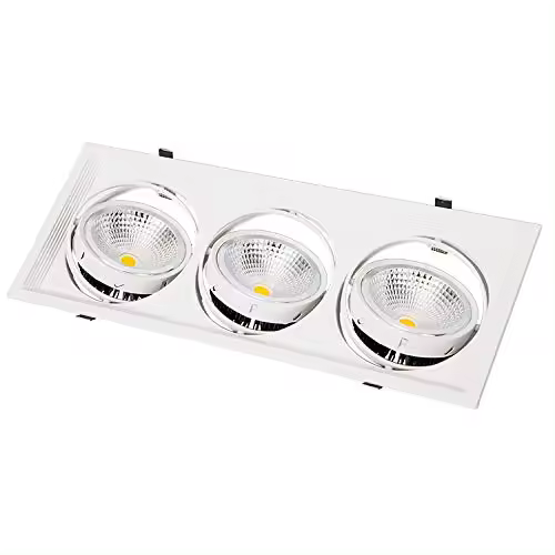 CONCHA PLANA TECHO 3 AGUJEROS COLOR BLANCO CON BOMBILLA AR111 6400K LUZ FRIA - 1