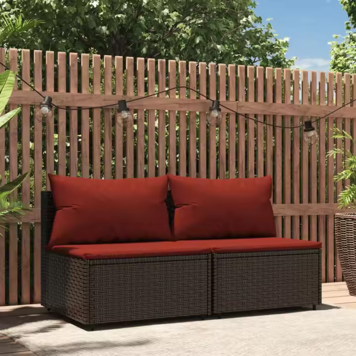 Central Garden Sofás con 2 piezas Polyrattan Brown - 1