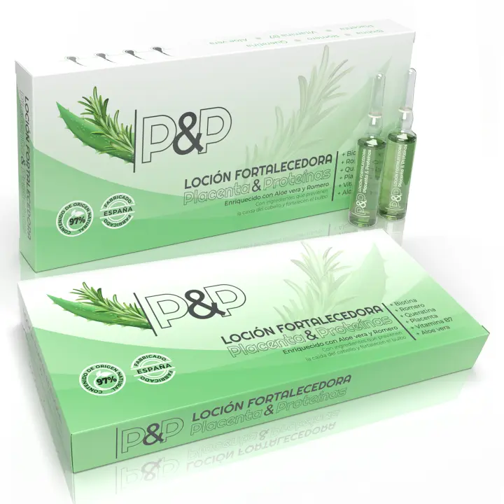 x2 PACK Ampollas Anticaida para el cabello. Enriquecida con Placenta, Romero y Aloe Vera. Tratamiento fortalecedor del bulbo. Prevención de la caída del pelo. Mujer y Hombre (20 ampollas de 10 ml) - 1
