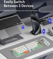 Teclado Y Ratón Plegables Bluetooth 5.1 Modos Doble Transparente Recargable Portátil Para Viajes Compatible Con Laptop - details 1