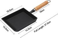 Sartén Mini Tamagoyaki de Hierro Fundido - Sartén para Tortilla Japonesa Cuadrada Sin Recubrimiento, Antiadherente, Sartén - con Tapa de Madera - details 0