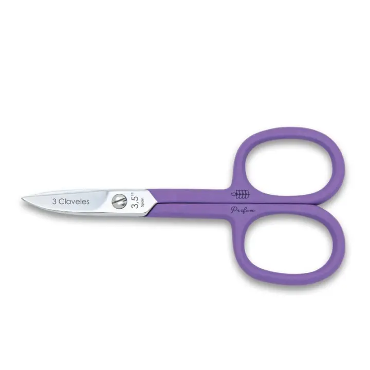 3 CLAVELES TIJERAS UÑAS CURVA MORADAS CON PERFUME DE LAVANDA 9CM - 1