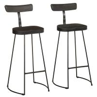 vidaXL Taburetes de barra 2 uds 49x43x103 cm madera maciza mango en color Negro/marrón oscuro y negro/Marrón y más | cómodas modernas ergonómicas para comedor cocina salón hogar - details 0