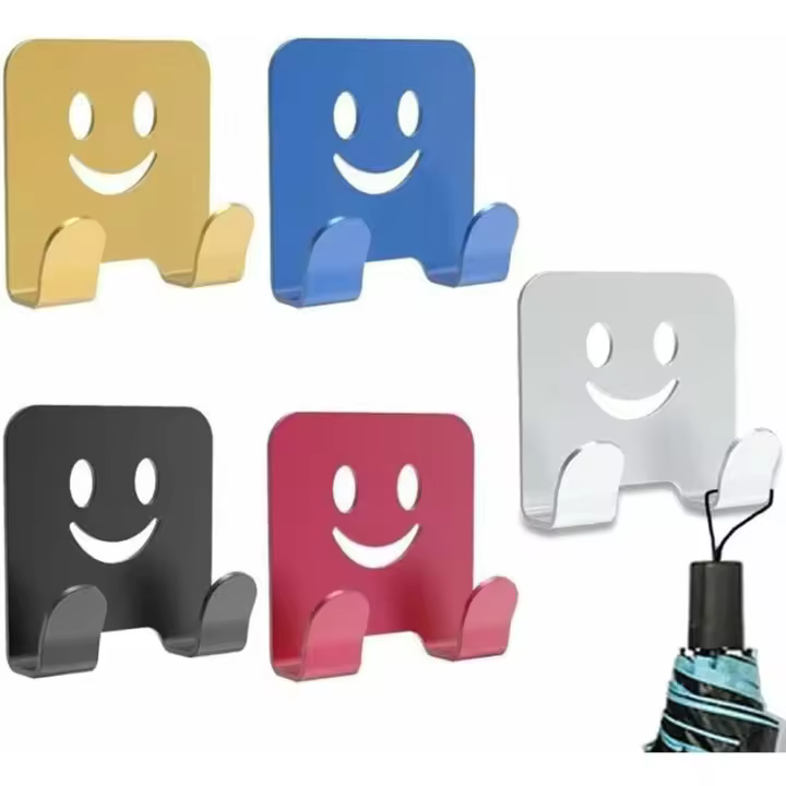 Gancho para maquinilla de afeitar de 5 piezas, gancho autoadhesivo multiusos de aleación de aluminio para maquinilla de afeitar de ducha, enchufe, llaves, utensilios de cocina, toalla, bata (5 colores) - 1