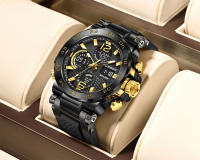 Reloj De Pulsera LIGE Para Hombre Resistente Al Agua Con Pantalla Dual LED Y Luminosidad Deportivo De Outdoor Y Business Cronógrafo Cuarzo De Moda - details 15