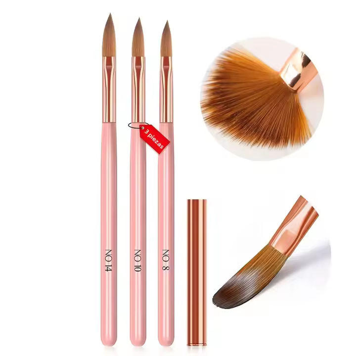 Set De Arte De Uñas Con Pluma De Cristal Rosa Y Cepillo De Uñas Herramientas De Manicura Conjunto Especial De 3 Varillas De Madera - 1
