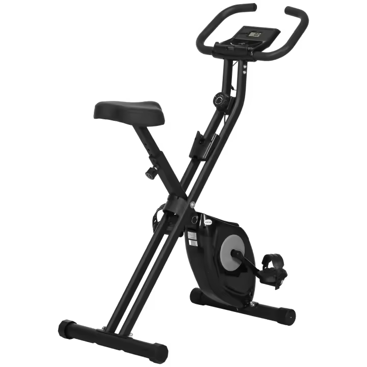 HOMCOM Bicicleta Estática Plegable con 8 Niveles de Resistencia Magnética Bicicleta de Ejercicio Fitness con Pantalla LCD y Asiento Regulable para Casa Oficina 43x85x109 cm Negro - 1