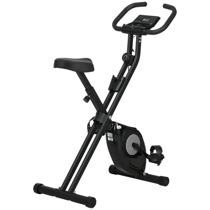 HOMCOM Bicicleta Estática Plegable con 8 Niveles de Resistencia Magnética Bicicleta de Ejercicio Fitness con Pantalla LCD y Asiento Regulable para Casa Oficina 43x85x109 cm Negro - 1