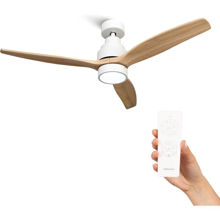 Mellerware - Ventilador de Techo Brizy Bright con Luz y Mando a Distancia. Modelo 2026 Madera Clara. 40W. 6… — oferta en Miravia