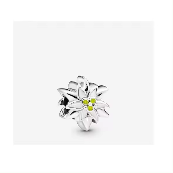 PANDORA Colgantes de Plata de Lei para Jardín, Encanto Edelweiss, Comes con embalaje de Caja De Regno original. - 1