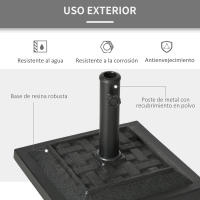 Outsunny Base para Sombrilla de Jardín de 12 kg Soporte de Parasol Cuadrado de Resina para Mástil Ø32/38 mm para Terraza Patio Balcón 44x44x33 cm Negro - details 4