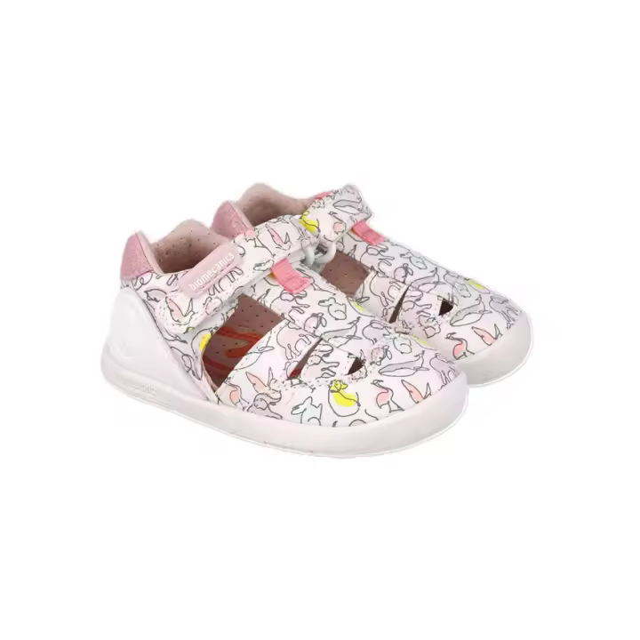Biomecanics sandalias de lona respetuosas y barefoot de niña estampadas mod. 252193-B050 color blanco y varios - 1