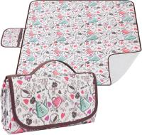 Manta de picnic impermeable de 200x200 cm, Manta Grande de camping, plegable, con ASA portátil para Playa, barbacoa, picnic, senderismo, Viajes y camping. Patrón de café. - details 0