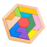 Juego De Rompecabezas Hexagonal Alien Tangram Bloque De Puzzle Clásico Para Niños Juguetes Educativos De Madera Unisex - details 16