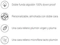 Almohada de Plumas Reversible con Doble Relleno de Pluma y Plumón y de Otra Cara Microfibra - Confort Natural y Suavidad para un Descanso Personalizado - Firmeza media - details 0