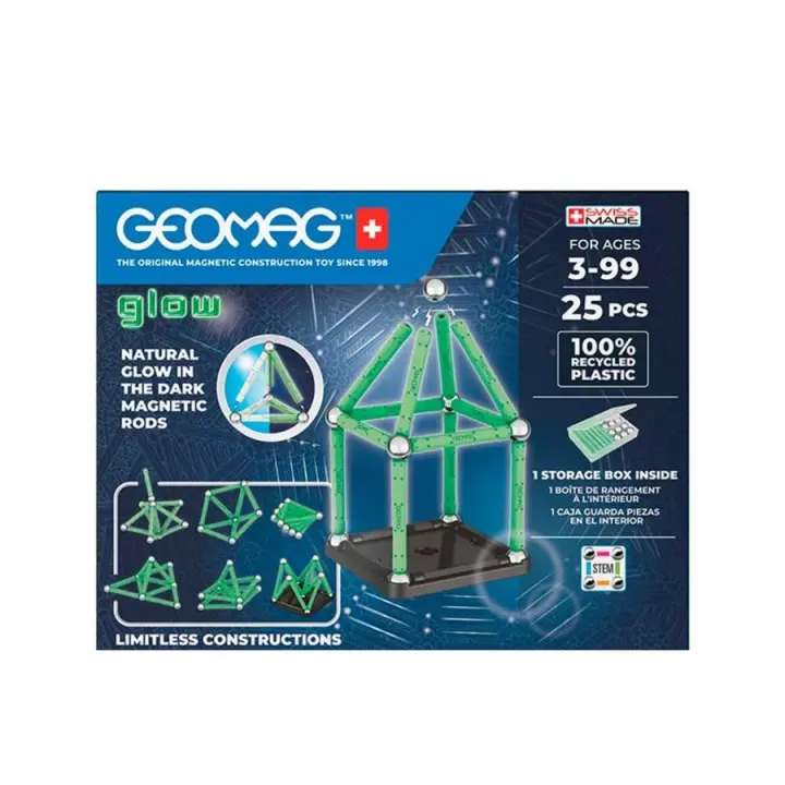 GEOMAG GLOW RECYCLED CONSTRUCCIÓN MAGNÉTICA 25 PIEZAS - 1