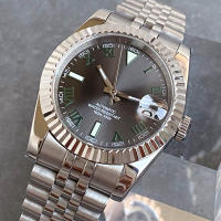 Reloj De Buceo Matelion 200M Impermeable Con Pantalla De Esmeralda Número Romano Verde Oscuro Y Dial Gris NH35A Correa De Acero Para Hombres 36mm 39mm - details 2