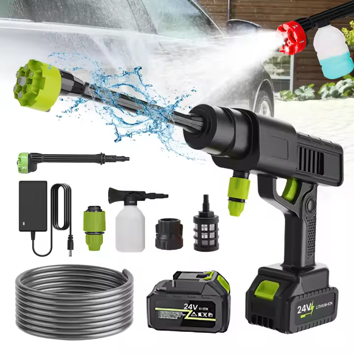 30bar lavadora de alta presión 6 en 1, pistola de agua para coche, 12000mAh, limpieza de jardín doméstico, lavadora, 10 velocidades Pistola de agua de alta presión para lavado de coches portátil con pantalla digital inteligente,para batería Makita de 18V - 1