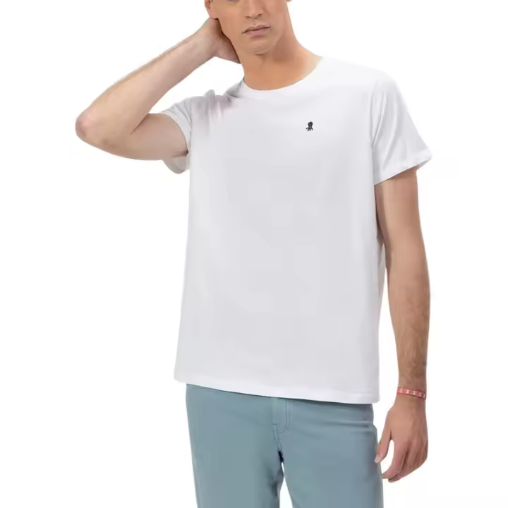 CAMISETA BÁSICA BORDADO A CONTRASTE  BLANCO PURO - 1