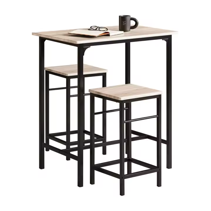SoBuy Set Mesa Alta de Bar y 2 taburetes Mesa de Comedor Estilo Industrial, OGT10-N ES (2 sillas) - 1