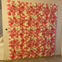 Pared De Flores Artificiales Rosa De Seda Para Decoración De Bodas Bebés Y Navidad Estilo De Hojas Verdes Y Rosas Tamaño Grande - details 17