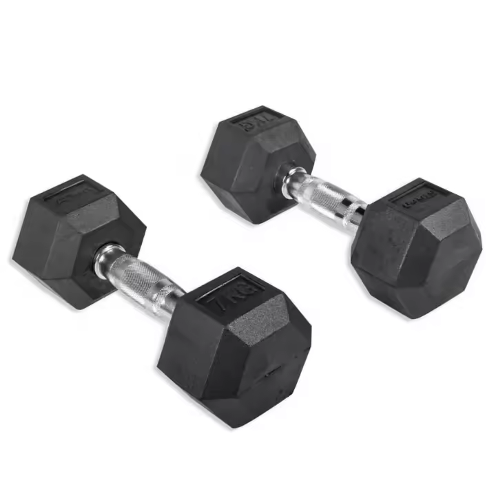 Olive Mancuerna Rubber Hex 7kg 2 Unidades - 1