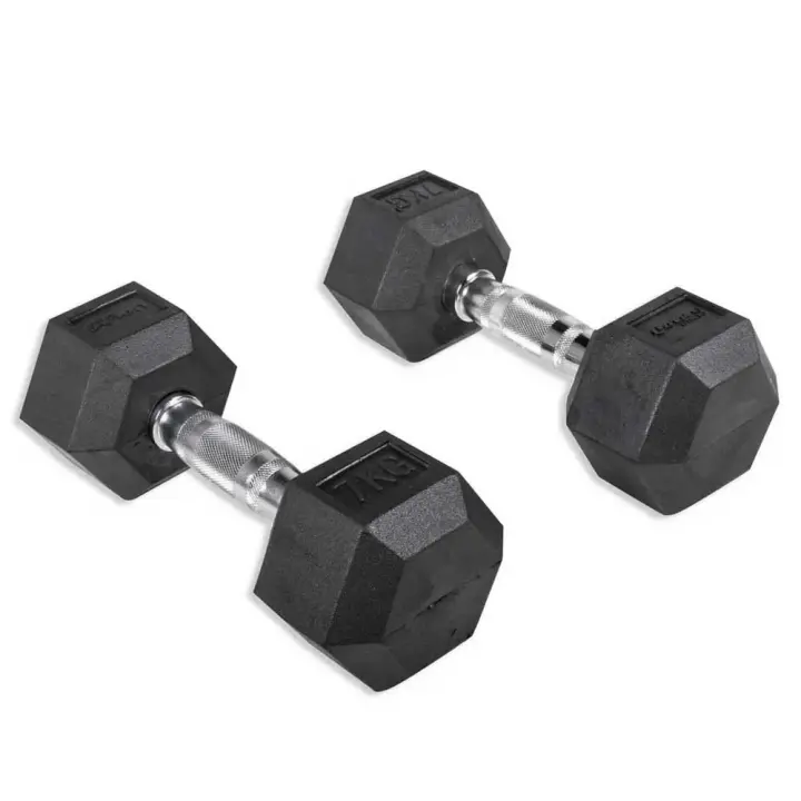 Olive Mancuerna Rubber Hex 7kg 2 Unidades - 1