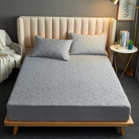 Sábana Impermeable Con Cinturones Elásticos Tamaño Queen/King Color Sólido Protector De Matrícula Para Cama Doble - details 9