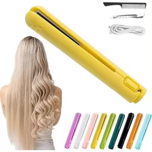 Mini rizador de doble propósito Portrait, Mini rizador de doble propósito Goodwillbrave, Mini alisador y rizador de cabello 2 en 1 de doble propósito, Mini rizador de cabello de cerámica optimista Plancha plana (verde oscuro) - 1