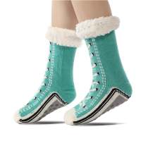 Pantuflas De Cashmere Ultra Gruesas Para Mujer Y Niñas Calcetines De Invierno Térmicos Antideslizantes Suaves Y Gruesas Para El Hogar - details 0