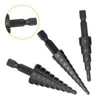Juego De 3 Piezas De Brocas De Escalera Hexagonales Negras Con Mango Para Reamado Y Apertura De Agujeros Herramienta Pagoda Negra Para Carpintería DIY - details 3