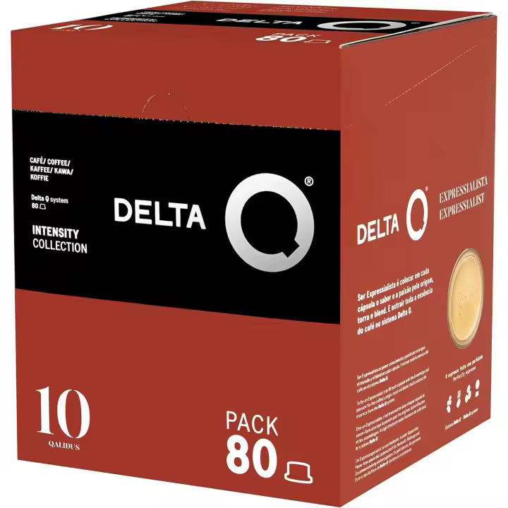 Delta Q - Cápsulas de Café Molido Qalidus - Espresso Intenso con Notas de Caramelo - Intensidad 10 - Molido Natural - 80 Cápsulas - 1