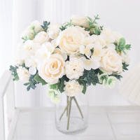 Decoraciones De Navidad Para La Casa Flores Artificiales De Seda Rosa Peonia Y Hydrangea Arreglo De Novia Para Fiesta De Boda Decoración De Mesa De Comedor Plantas Falsas Para El Hogar - details 4