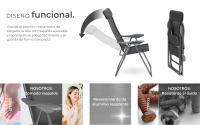 Tectake - 4 sillas de aluminio plegables con respaldo, Estructura de aluminio revestido, Plegable, Malla sintética transpirable, Respaldo alto ajustable en 5 posiciones muy cómodas - details 1