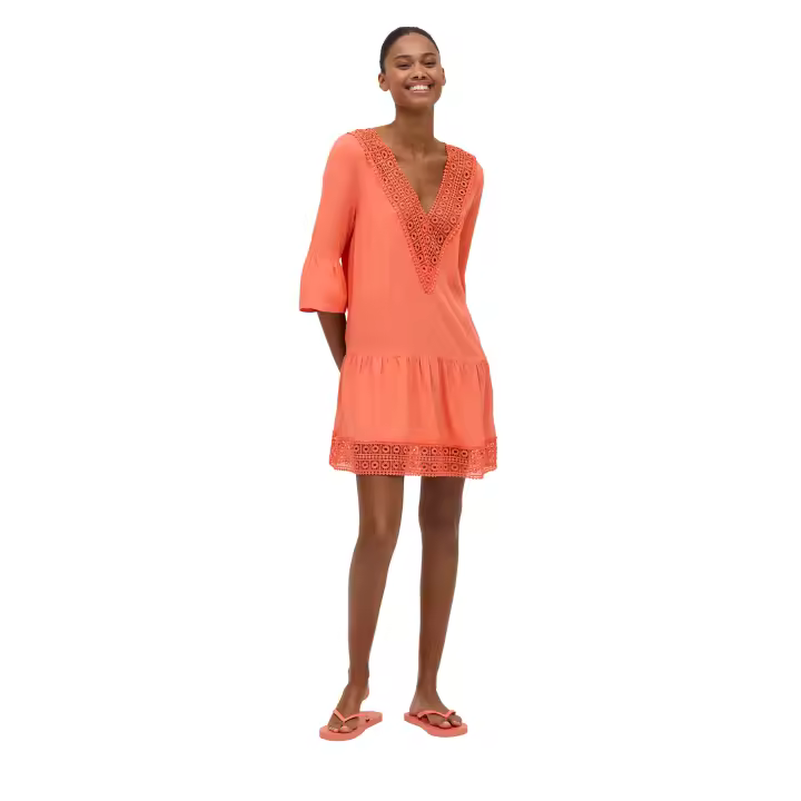 Ysabel Mora - Vestido corto media manga con escote coral - 1